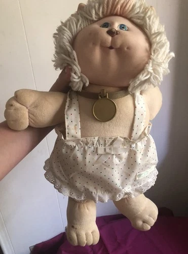 Vintage Cabbage Patch Kids Koosas Peach Cat Lion With Polka Dot Outfit *as Is