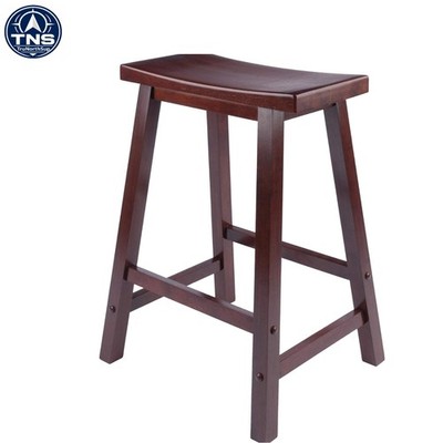 Versatile 24-Inch Wooden Saddle Seat Stool - Timeless Kitchen & Dining Essential