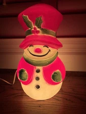 Vintage Union Products 14” Christmas Snowman Blow Mold Classic Cord/Light