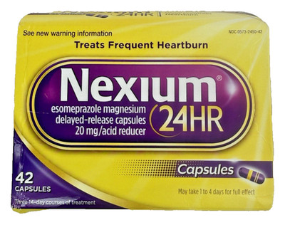 NEXIUM 24HR 1 BOX OF 42 20 MG ACID REDUCER CAPSULES EXP  11/26