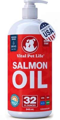 Salmon Oil for Dogs & Cats, Healthy Skin & Coat, Liquid Fish Omega 3, 32 oz