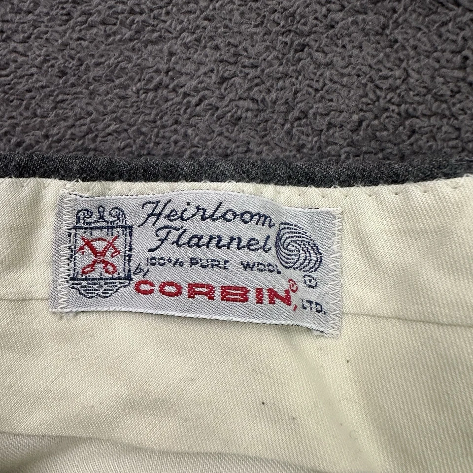 Calça social vintage Corbin Heirloom flanela calças lã cinza sólida EUA 32x40 - Imagem 4 de 4