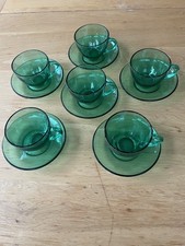 Set of 6 Vintage Arcoroc of France glass cups and saucers