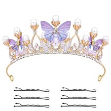 KINBOM Couronne Papillon pour Fille, Lot de 7 Pièces Princesse Violet,