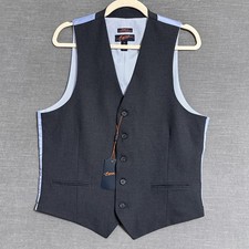 NEW Egara Suit Vest M Gray Skinny Fit Stretch Waistcoat Formal Business Classic