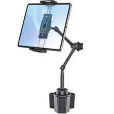 Car Tablet Holder for Cup Holder, Metal Long Arm 360 Rotation Tablet Mount f...