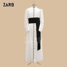White Cassock with Black Trim  Clergy Soutane Priest Robe Custom Made Vestment