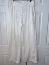 Banana Republic White Linen Wide Leg Pants Trousers Size 10 Coastal Quiet Luxury