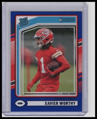 2024 Donruss #398 Xavier Worthy Press Proof Blue