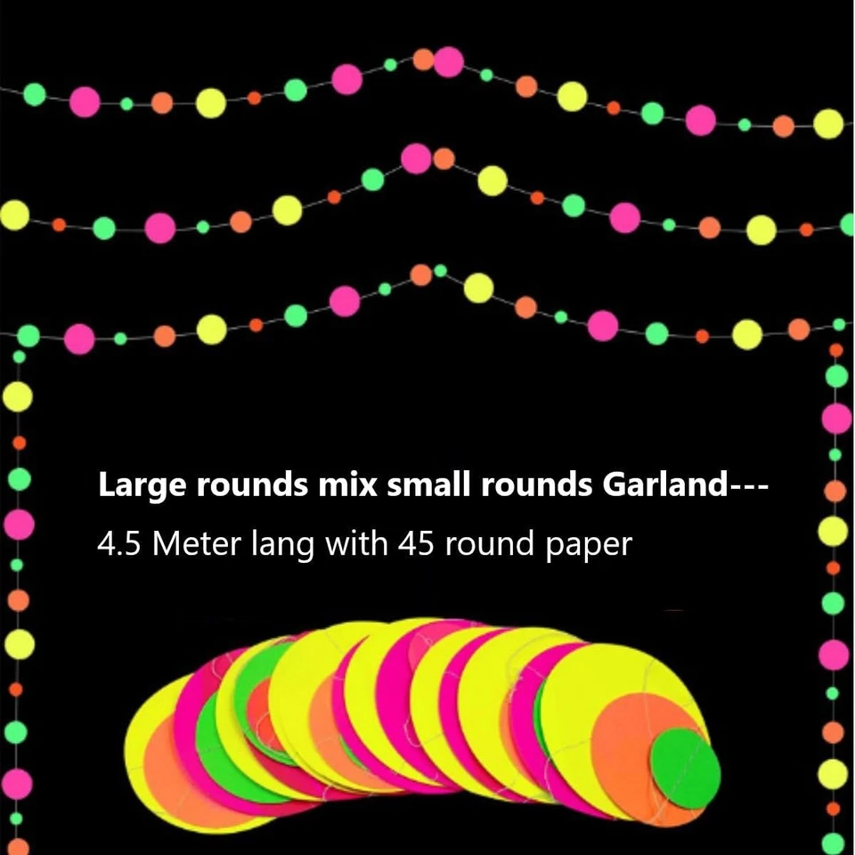 Schwarzlicht Party Deko, 10 Spiral 2 Girlanden Neon Girlanden UV Papier Deko Leu - Bild 2 von 4