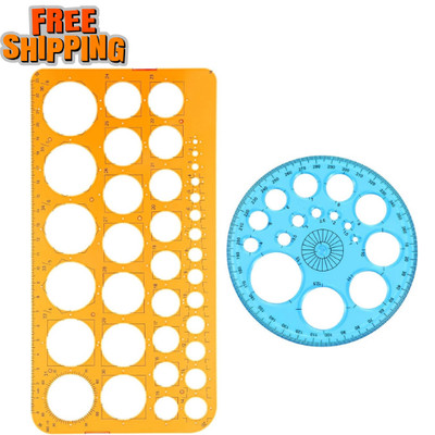 2 Pack Circle Template for Drawing, Round Stencil Templates Geometric Circles