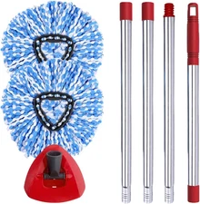 O-Cedar EasyWring Spin Mop Replacement Set with Microfiber Refills & Handle
