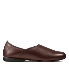 Clarks Mens Harston Elite Slipper Burgundy Leather Slip Ons,Slippers
