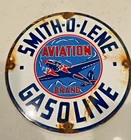 Smith-o-Lene Aviation Gasoline porcelain advertising sign - used/vintage