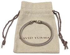 David Yurman 5MM Cable Buckle Bangle Bracelet 7” Sterling Silver 18K Gold 31.8g