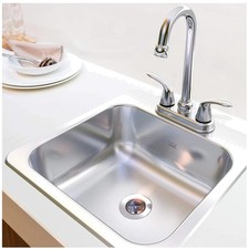 Topmount Drop-In Bar Sink, 15x15x6, Satin Stainless Steel