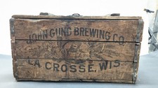 RARE Pre-Prohibition Wood Beer Crate John Gund Brewing La Crosse WI Hinged Box