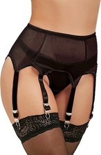 """Black High Waisted Garter Belt for Thigh Highs Stockings Strap Metal Clip S..