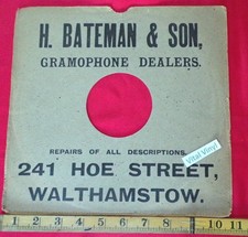 H BATEMAN Hoe St Walthamstow LONDON 78 rpm Advertising Sleeve WALL ART