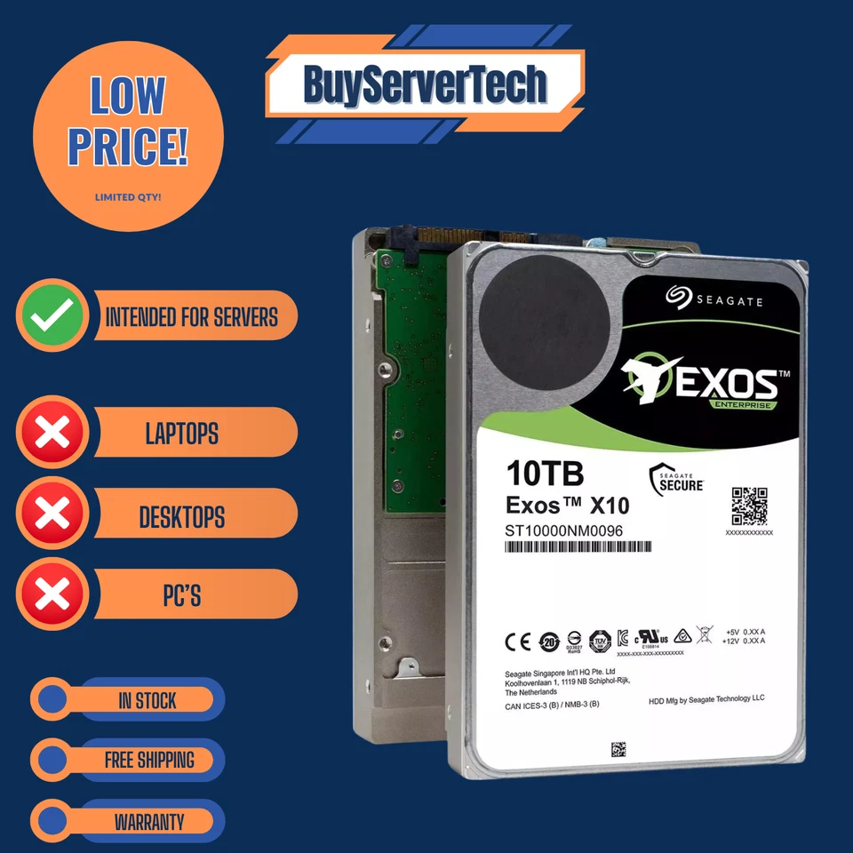 Seagate Exos ST10000NM0096 10TB 7200RPM 12Gb/s 256MB 3.5" SAS Enterprise HDD - Image 3 of 4