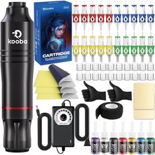 Tattoo Gun Kit, Complete Tattoo Machine Set with Rotary Tattoo Pen, Ink Supplies