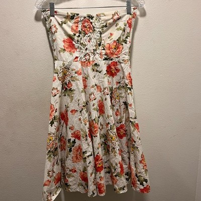 Ensnovo 50s Pinup Style Pansy Floral Garden Party Halter Tie Dress Size XS