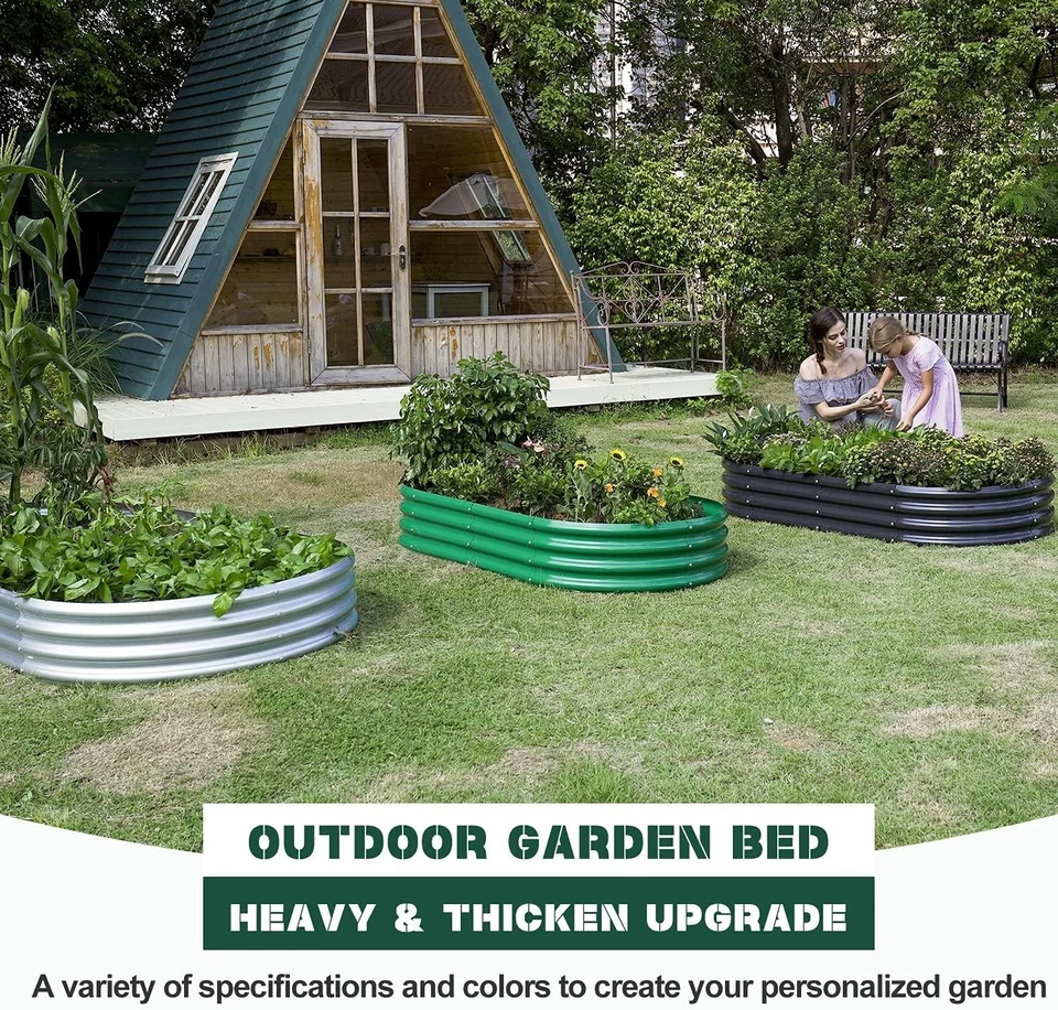 Galvanized Oval Raised Garden Bed - 4×2×1ft for Thriving Vegetables - Image 4 of 4