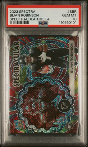 2023 Panini Spectra - Rookies Bijan Robinson #117 Meta Prizm /25 (RC) PSA 10