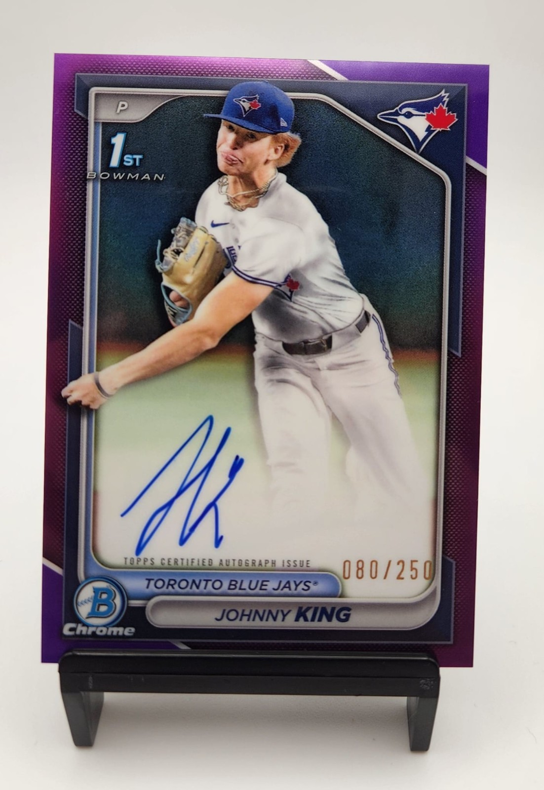 2024 Bowman Chrome 1st Johnny King Auto Purple Refractor /250 Toronto Blue Jays