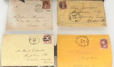 SET OF 4 US CIVIL WAR ERA COVERS 1862-1864 2c & 3c STAMPS PHILADELPHIA POSTMARKS