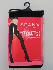 SPANX Size C VERY BLACK Diamond Dot TIGHTS Style 20126R NWT