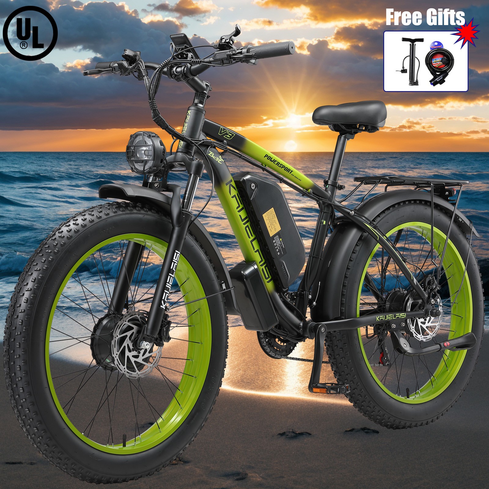 KETELES 35MPH E-Bike 26" AWD Peak 4000W Motor 48V/23Ah Electric Bike for Man US