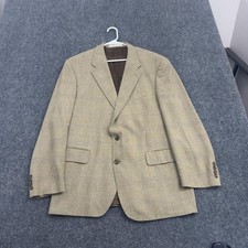 Vintage Chaps Ralph Lauren Blazer Mens 46 Brown Silk Wool Glen Plaid Classic