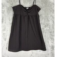 H&M Divided Womens Small Black Empire Waist Mini Dress Ruched Spaghetti Strap