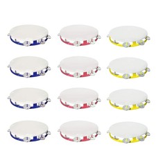12 Pack Tambourines with Bells for Kids in Assorted Colors in Bulk Musica...