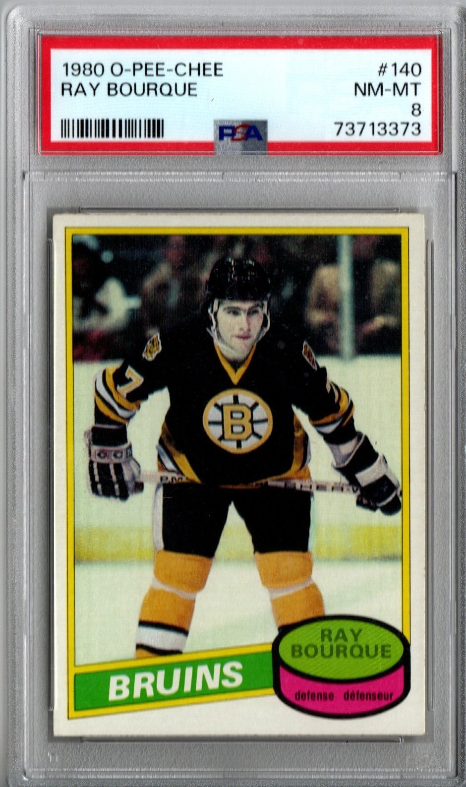 1980 O-PEE-CHEE #140 RAY BOURQUE RC BRUINS PSA NM-MT 8