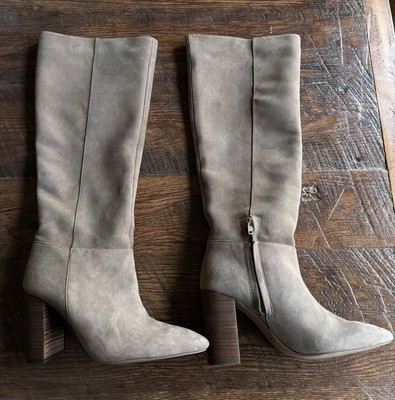 Steve Madden Boots Women s 8.5 Khaki Suede Leather Side Zip Tall Riding