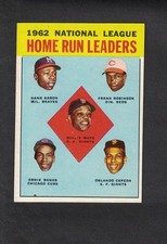 1963 TOPPS BASEBALL #3 HOME RUN LEADERS MAYS, AARON, BANKS, F. ROBBY, CEPEDA EX+