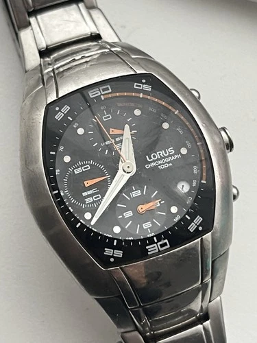 Lorus (Seiko) Chronograph Men’s Tank Fusion Watch With Date Silver Vintage