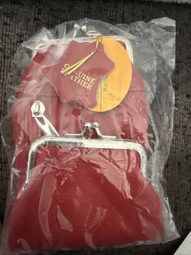 Genuine Red Leather  Cigarette Case Or 2 Pocket Money Case 6.5” X 4.5”New Sealed