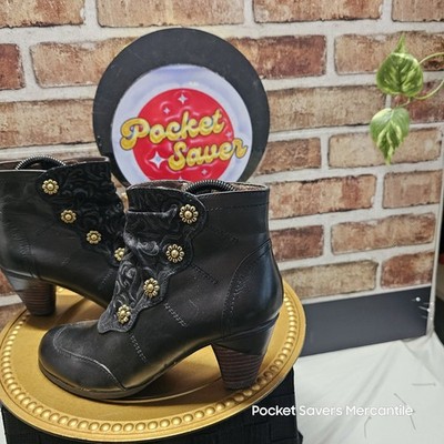 Spring Step Belgard Leather Button Victorian Ankle Gothic Boots EUR 37/US 6.5