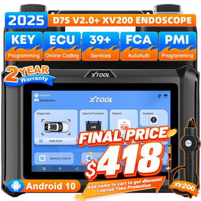 XTOOL D7S OBD2 Auto Diagnostic Scanner K!ey Programmer Tool with XV200 Endoscope
