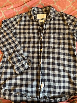 Grayson Plaid Button Shirt Women Blue Size 2  100% Cotton Soft
