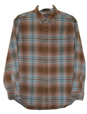 Pendleton Mason Flannel Shirt Mens Size XL Brown  Blue Long Sleeve Button Front