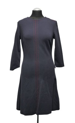 Escada A-Linie Kleid 36 blau dunkelblau uni Halbarm Jersey