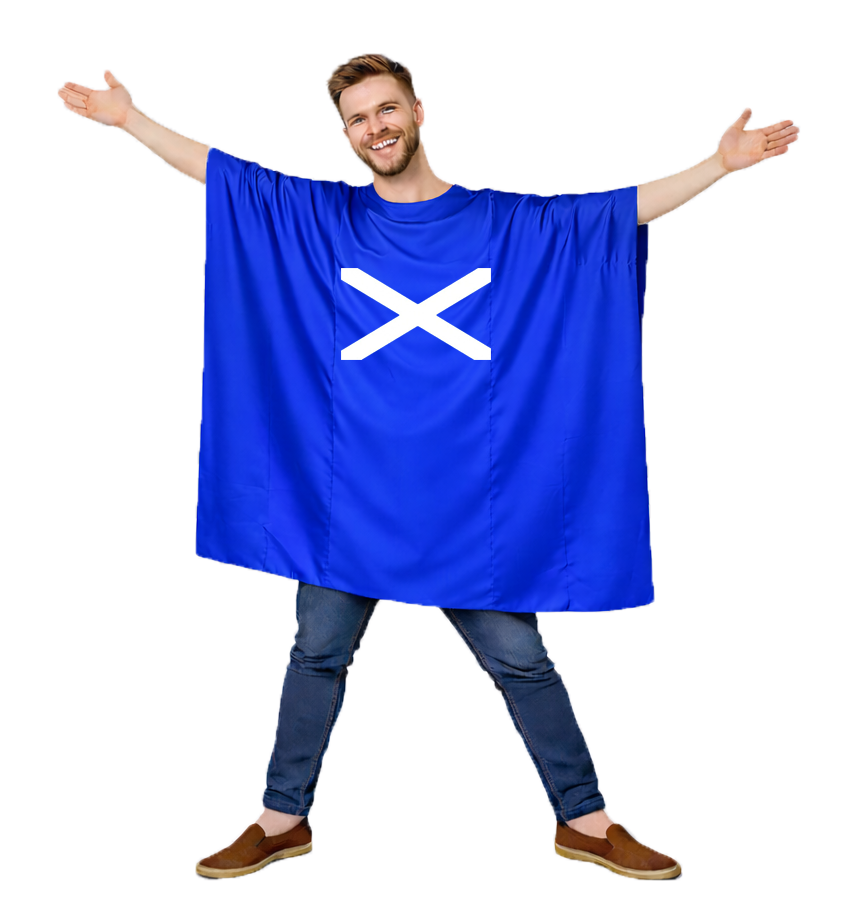 Adults St Andrews Cross National Flag of Scotland Supporters Poncho [One Size]