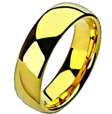 Titanium Gold Plated 8mm Plain Fashion Ring, Wedding Band, size 11 - in Gift Box