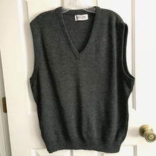 VINTAGE Jantzen USA Made Charcoal Gray Knit Sweater Vest Men sz XL Academia