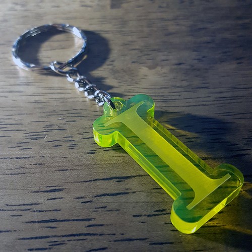 ALPHABET BUCHSTABE Initiale SCHLÜSSELANHÄNGER SCHLÜSSELANHÄNGER Laser geschnitten 5 mm FLUORESZIEREND gelb GESCHENK  - Bild 47 von 115