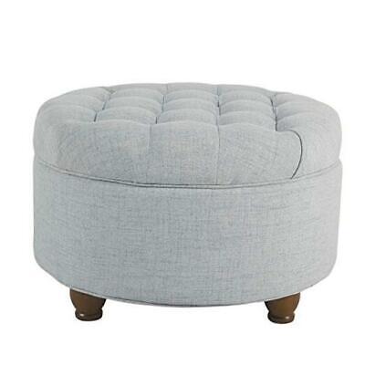 Large On Tufted Round Storage Ottoman Light Blue Large On Tufted Round Storage, Large Round Storage Ottoman